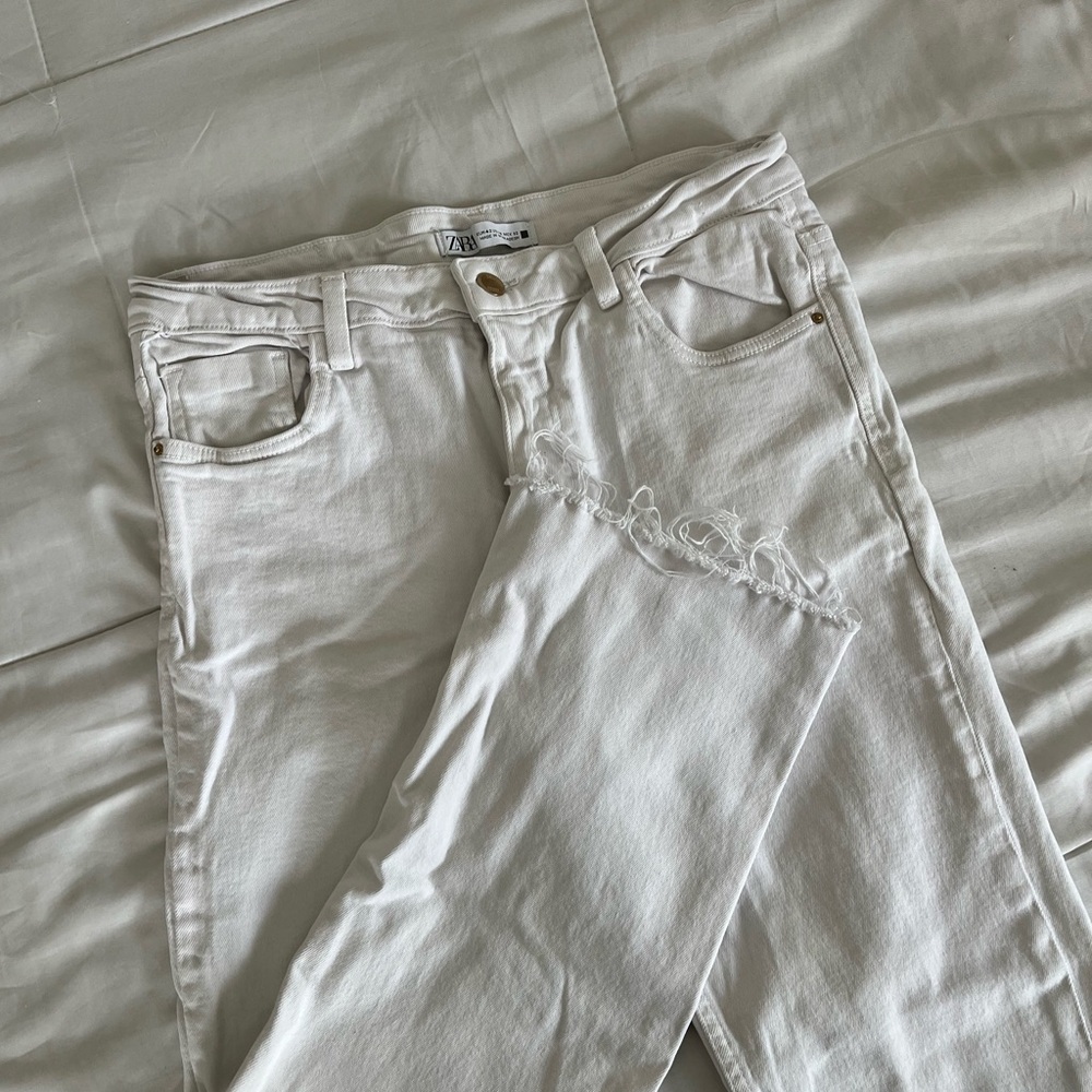 Zara White Straight Leg Jeans